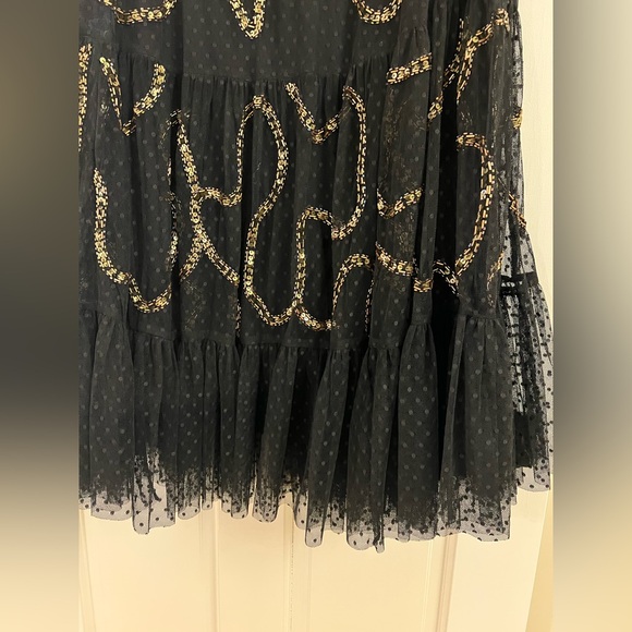 Anthropologie Black Gold Beaded wedding skirt blouse top set outfit size XL - Picture 3 of 12